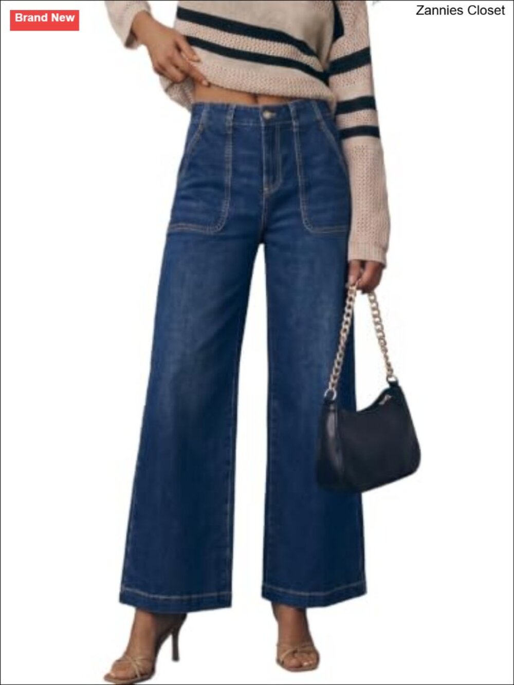 High Waisted Wide Leg Baggy Jeans Stretch Denim Pants